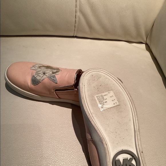 Michael Kors pink MK perforated slip on sneakers VGUC size 13 - Picture 3 of 10